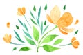 Vectorized watercolor hand drawing orange flower