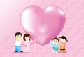 Asia family with heart vector illustration graphic EPS 10