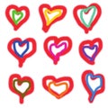 Vectors of hearts for the Mothers Day, Valentines Day. Royalty Free Stock Photo