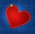 Vectors jeans background with red heart