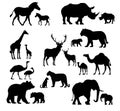 20 vectors silhoutte animals of savanna, all of is mamalia