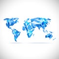 Vectors World Map polygonal precision low-poly blue Royalty Free Stock Photo