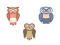 Vectorset of owl birds flat illustration Royalty Free Stock Photo