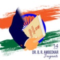 Vectpr illustration of Dr Bhimrao Ramji Ambedkar with Constitution of India for Ambedkar Jayanti Royalty Free Stock Photo