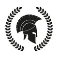 Vectr illustration of spartan helmet with laurel wreath. Royalty Free Stock Photo