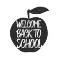 Vectro Hand drawn type lettering of Welcome Back to School and apple on white background Royalty Free Stock Photo