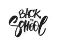 Vectro illustration: Hand drawn brush type lettering of Back to School on white background. Royalty Free Stock Photo