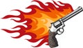 vectro illustration of revolver with flames design