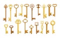 Vectror set of retro keys in flat style Royalty Free Stock Photo