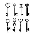 Vectro set of retro keys in simple style Royalty Free Stock Photo
