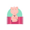 Vector Illustration. Cartoon pig. Yoga pig