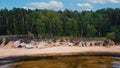 Veczemju Cliffs Red Rocks, Latvia. Red Sandstone Cliff by the Baltic Sea Coast of Vidzeme Royalty Free Stock Photo