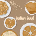Vedic Indian cuisine, set of vegetarian healthy food top view Royalty Free Stock Photo