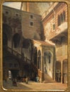 `Veduta del cortile del Mercato vecchio` 1870 by Giuseppe Ferrari