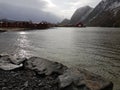 Vefsn river in early spring, MosjÃÂ¸en, Northern Norway Royalty Free Stock Photo