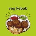 Veg kebab indian food vector illustration