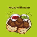 Veg kebab indian food vector illustration