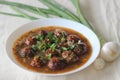 Veg Manchurian. A tasty Indo Chinese dish with fried vegetables balls in a spicy, sweet and tangy sauce. The vegetable ball is Royalty Free Stock Photo