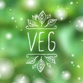 Veg - product label on blurred background