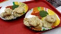 Veg steam momo on a plate with chatni,Testy and healthy Indian and Nepali food,populer food in North India
