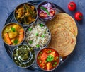 Indian punjabi vegetarian thaali meal Royalty Free Stock Photo