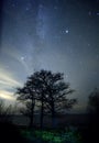 Winter night sky stars observing in Latvia
