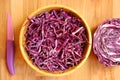 Vegan, healthy alkaline meal with purple cabbage salad