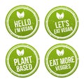 Vegan Badge Button Banner Set. Eps10 Vector. Royalty Free Stock Photo