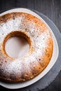 Vegan banana cake baked in bundt pan