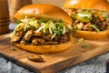 Vegan BBQ Pulled Mushroom Sandwich Royalty Free Stock Photo