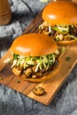 Vegan BBQ Pulled Mushroom Sandwich Royalty Free Stock Photo
