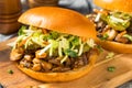 Vegan BBQ Pulled Mushroom Sandwich Royalty Free Stock Photo