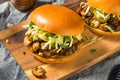 Vegan BBQ Pulled Mushroom Sandwich Royalty Free Stock Photo