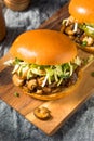 Vegan BBQ Pulled Mushroom Sandwich Royalty Free Stock Photo