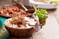 Vegan bean chili served on rice Royalty Free Stock Photo