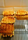 Vegan Belgian waffles on a tray in a bakery Royalty Free Stock Photo