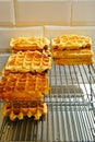 Vegan Belgian waffles on a tray in a bakery Royalty Free Stock Photo