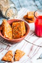 Vegan biscuits with tomato juice and sunflower seeds