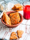 Vegan biscuits with tomato juice and sunflower seeds