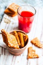 Vegan biscuits with tomato juice and sunflower seeds
