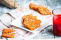 Vegan biscuits with tomato juice and sunflower seeds