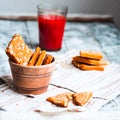 Vegan biscuits with tomato juice and sunflower seeds