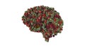 Vegan brain brain built from red and green fruits and vegetables plants - 3D illustration