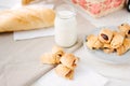 Vegan breakfast - bagels with the soybean milk