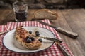 Vegan brunch with toasted rustic bread, peanut butter and strawberry jam Royalty Free Stock Photo