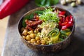 Vegan Buddha bowl with vegetables and chickpeas