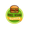 Vegan burger and food logo menu vector