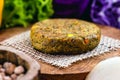 Vegan burger without meat. Home made with vegetables, chickpeas, soy and proteins. Vegan life and vegetarian meal concept Royalty Free Stock Photo