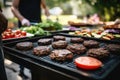 vegan burger preparation at a bbq party