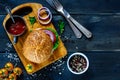 Vegan burger with vegetables Royalty Free Stock Photo